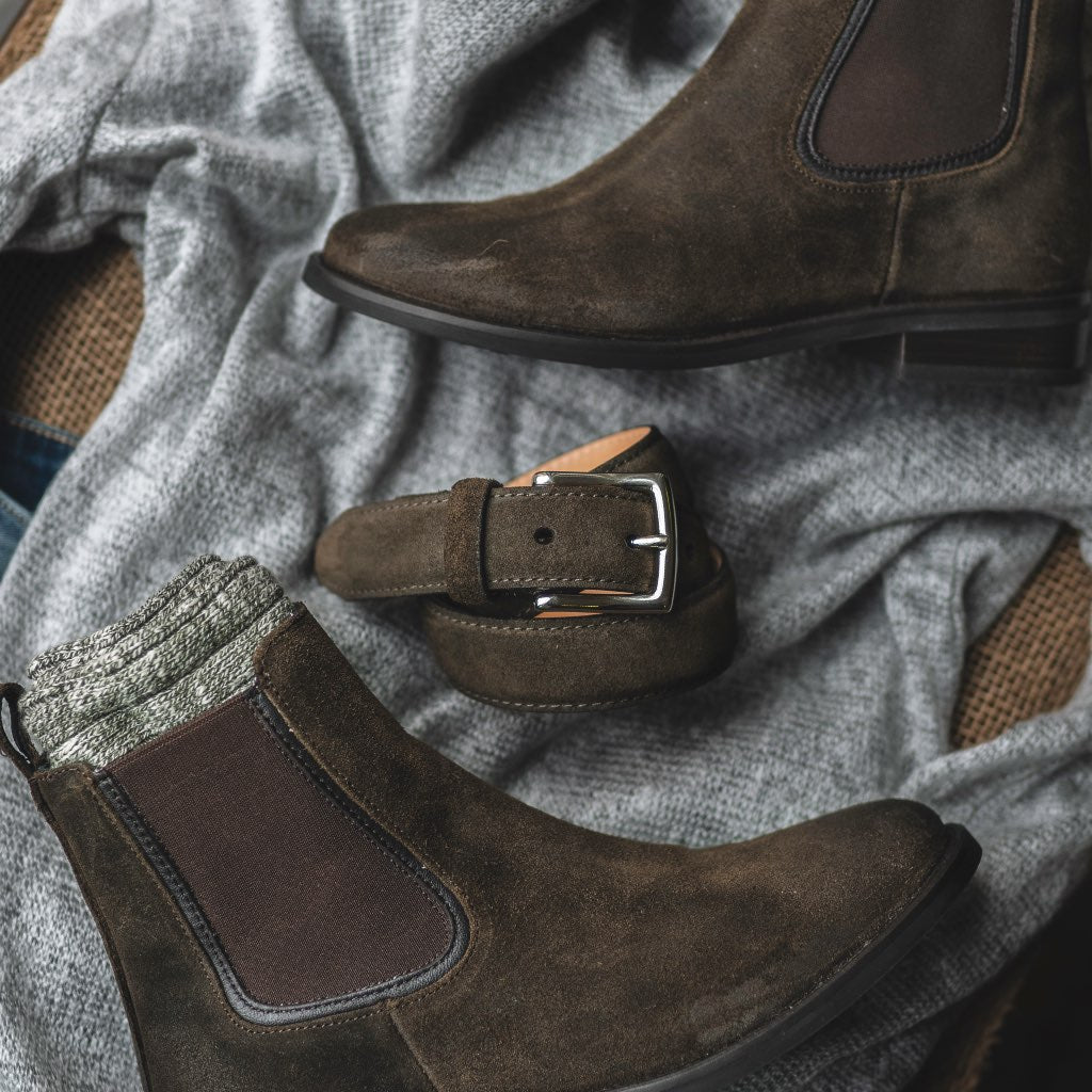 Women's Classic Leather Belt | Dark Olive Suede - Image 6