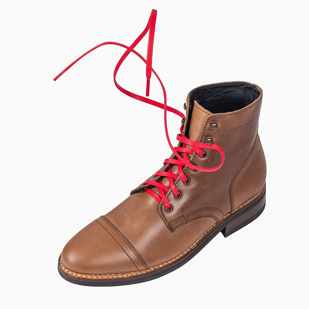 Flat Waxed Cotton Laces | Red - Image 2