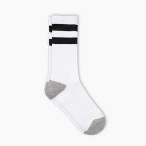 Men's Cotton Crew Sock | White x Black Stripe