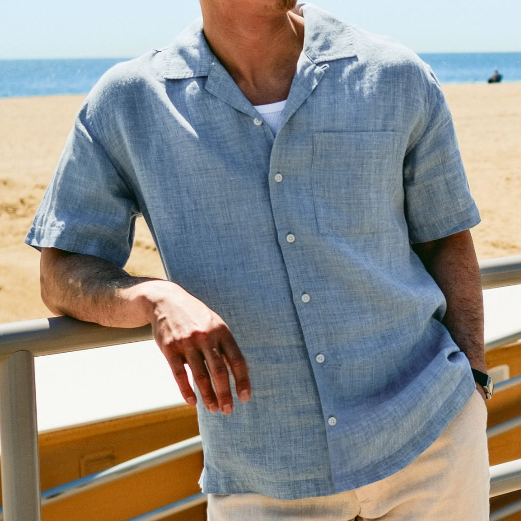 Linen Camp Shirt | Light Blue - Image 6