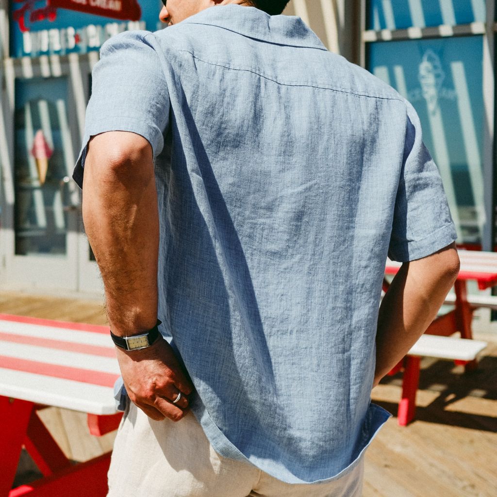 Linen Camp Shirt | Light Blue - Image 7