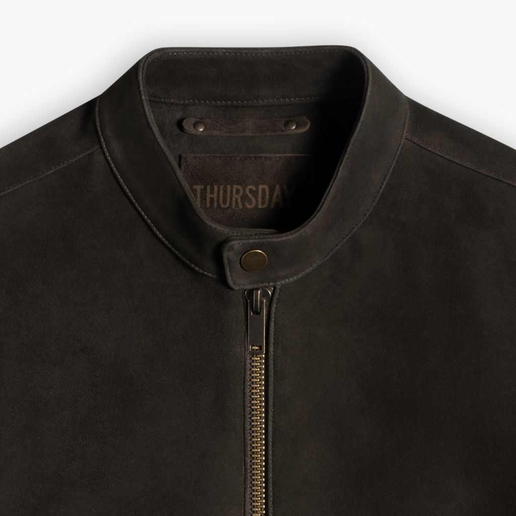 Racer Jacket | Dark Olive Suede - Image 7