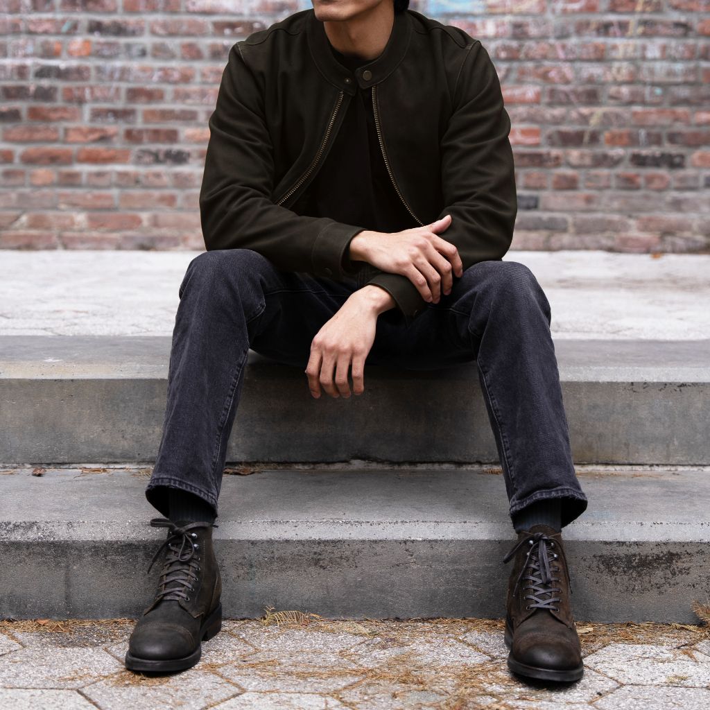 Racer Jacket | Dark Olive Suede - Image 3