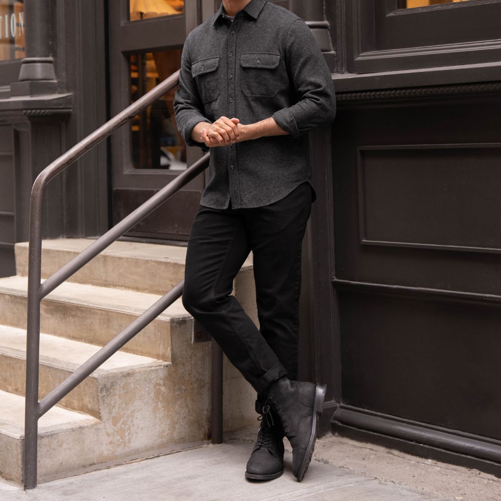 Summit Flannel Shirt | Black Herringbone - Image 8