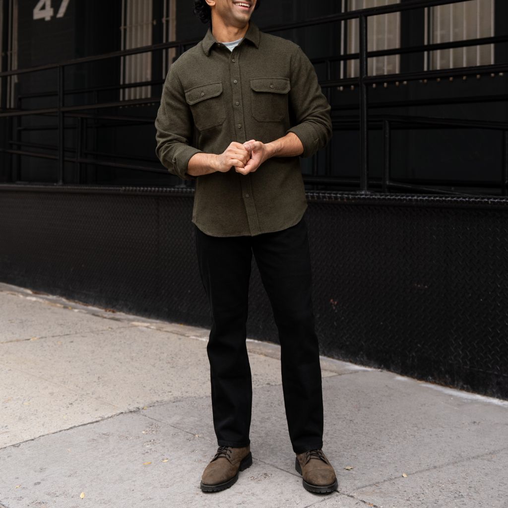 Summit Flannel Shirt | Olive Herringbone - Image 8
