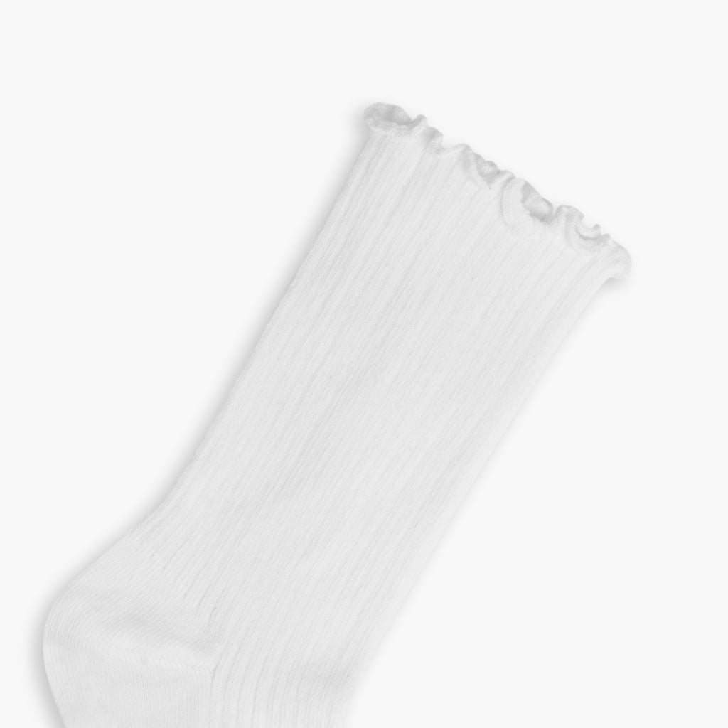 Women's Ruffle Rib Quarter Sock | White - Image 2